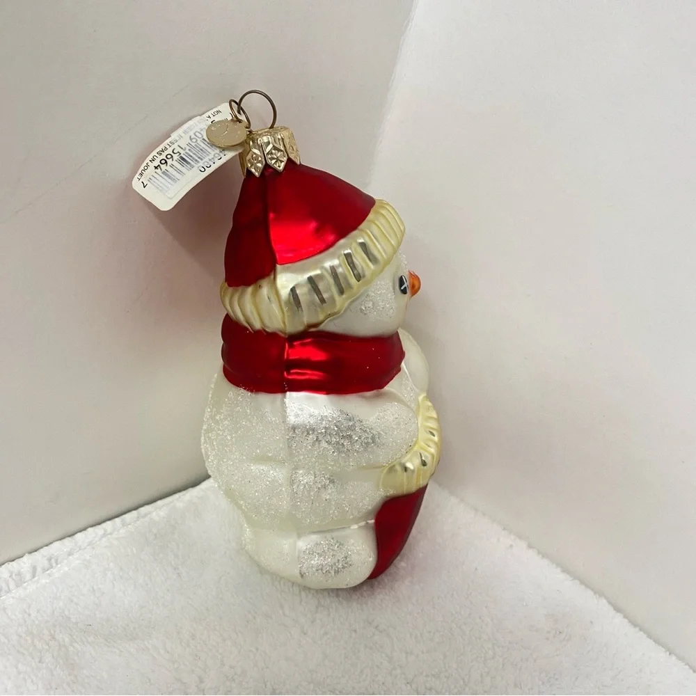 Department 56 Vintage Festive Snowman Holding a Red Stocking Christmas Ornament